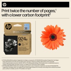 HP 924e EvoMore Black Original Ink Cartridge - High-Yield 1000 Pages for Stunning Prints